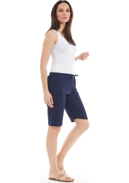 Şile Bezi Kadın Lacivert Cepli Şort modelleri