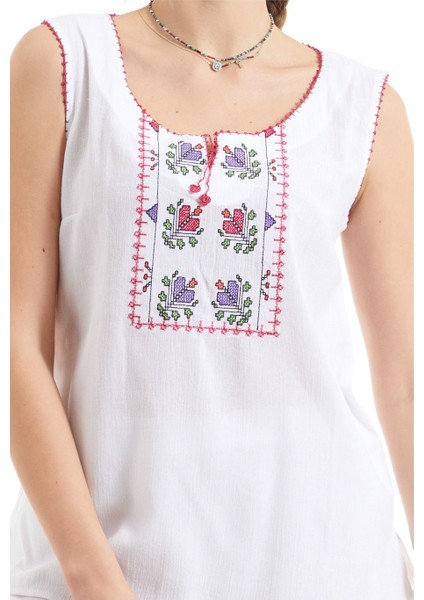 Şile Bezi Beyaz Nakış Işlemeli Atlet-Şort Takım indirimleri