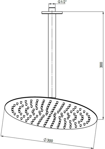 Ankastre Duş Başlığı Oval Slim Metal 30 cm Siyah ADS22-S