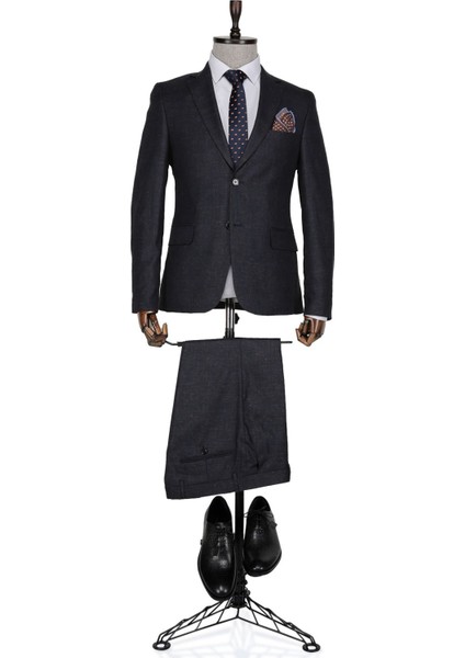 Ekose Julien Slim Fit Kahverengi Erkek Takım Elbise