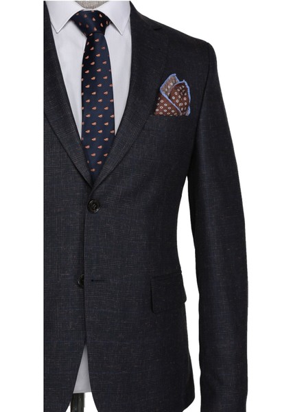 Ekose Julien Slim Fit Kahverengi Erkek Takım Elbise fiyatları