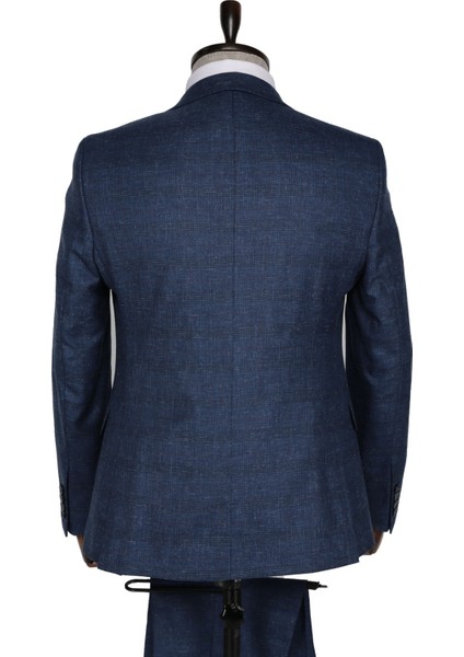 Ekose Julien Slim Fit Lacivert Erkek Takım Elbise modelleri