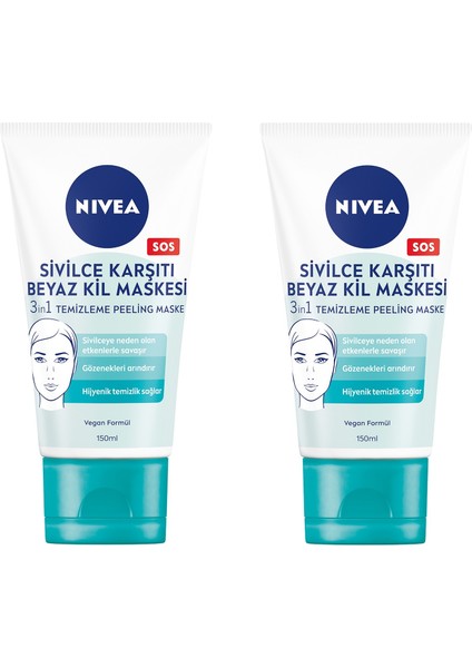 Beyaz Kil Maskesi 150 ml - 2'li