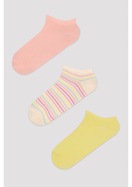 Beyaz Candy Mix 3lü Patik Çorap