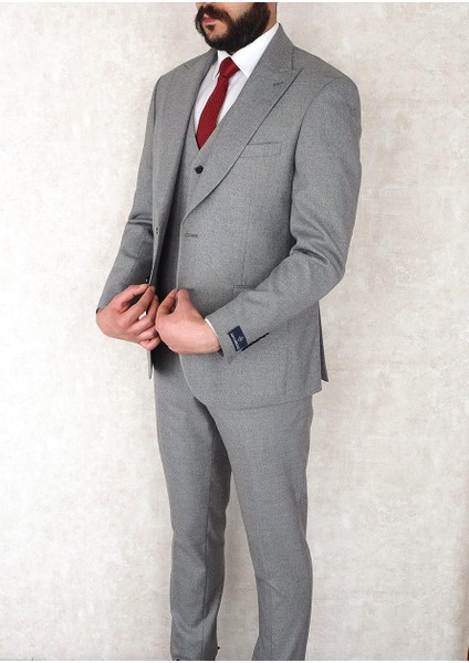 Slimfit Yelekli Drop 6 Takım-Gri