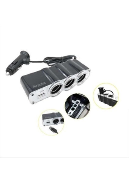 3379 3 Port 2.4 Ah Oto Çakmak Çoklayıcı