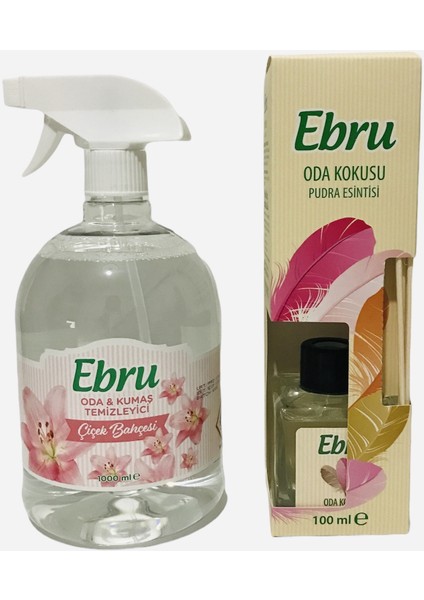 Hijyenik Oda Kumaş Kokusu Çiçek Bahçesi 1000 ml + Bambu Çubuklu Pudra Oda Kokusu 100ML