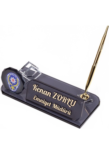 Polis Kristal Masa Isimliği Terfi Masaüstü Isimlik