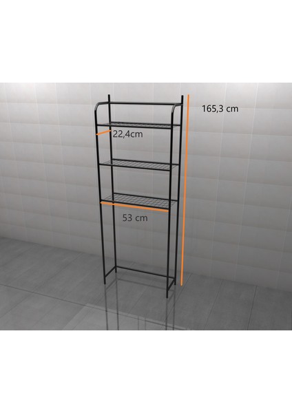 Uyan Ev Ürünleri Metal Ayaklı 3 Raflı Klozet Üstü Askılık