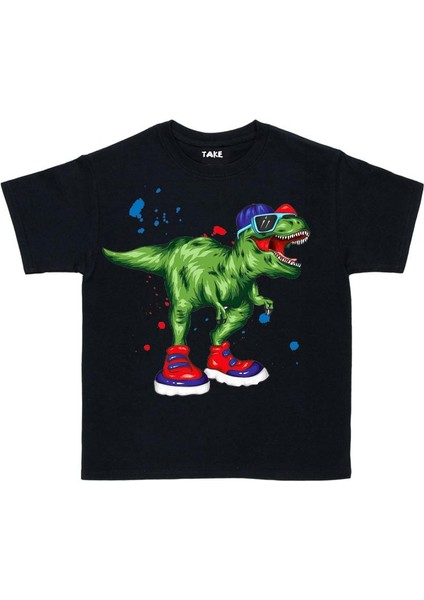 Cool Dinozor Çocuk Tişört Siyah Unisex