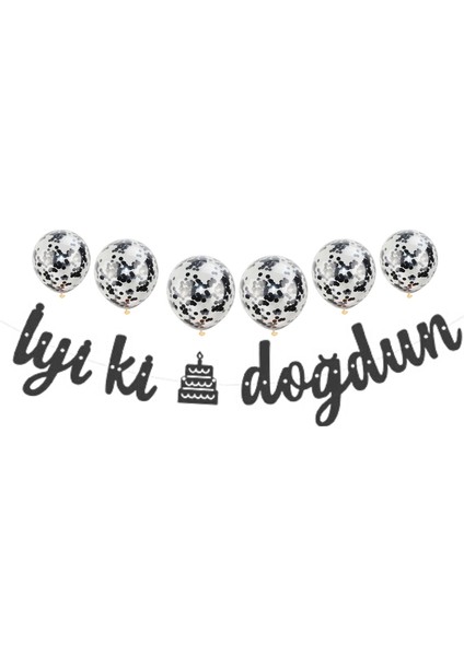 Metalize Iyi Ki Doğdun Siyah Banner Set