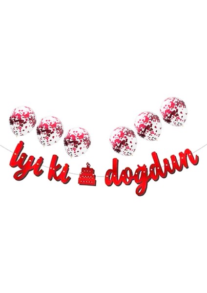 Metalize Iyi Ki Doğdun Kırmızı Banner Set