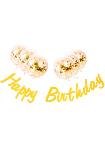 Metalize Happy Birthday Altın Banner Set