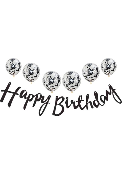 Metalize Happy Birthday Siyah Banner Set