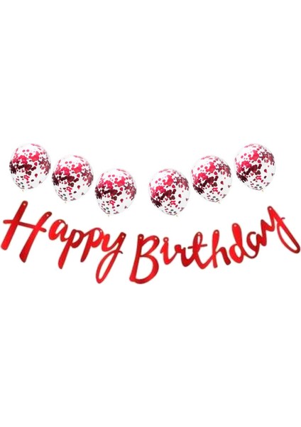 Metalize Happy Birthday Kırmızı Banner Set