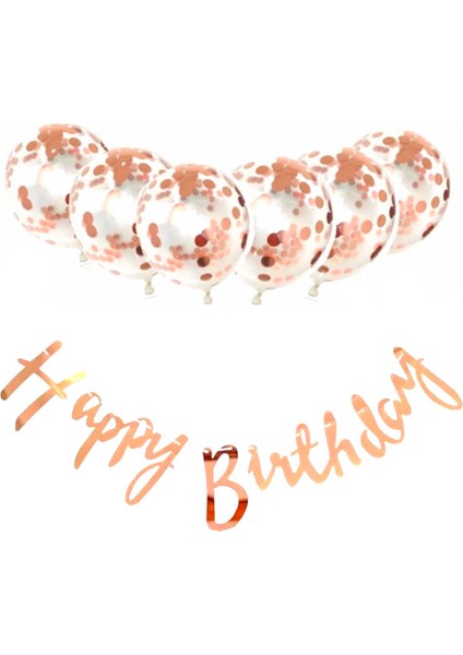 Metalize Happy Birthday Rose Gold Banner Set