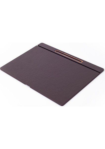 Deri Kapaklı Masa Sümeni Kahve Ahşap Detaylı 50X35CM