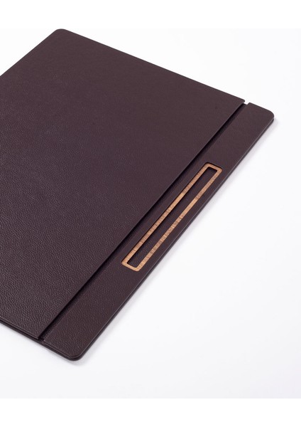 Deri Kapaklı Masa Sümeni Kahve Ahşap Detaylı 50X35CM modelleri