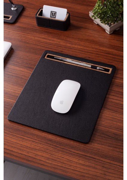 Deri Mousepad Siyah Ahşap Detaylı fırsatları