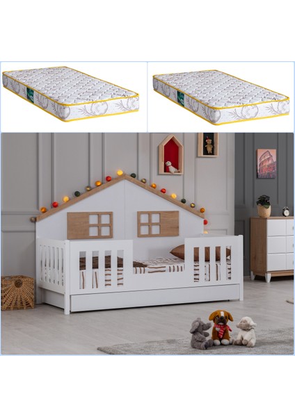 Montessori Karyola, Datça Montessori Yavrulu Yatak + 2 Adet Comfort Yatak