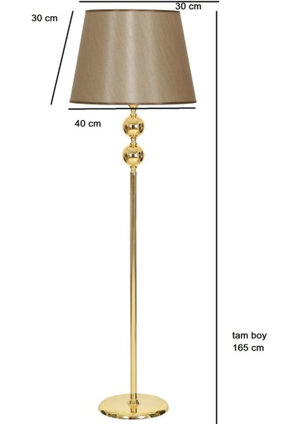 Gold Kaplama Çift Küre Tek Ayak Metal Lambader Konik