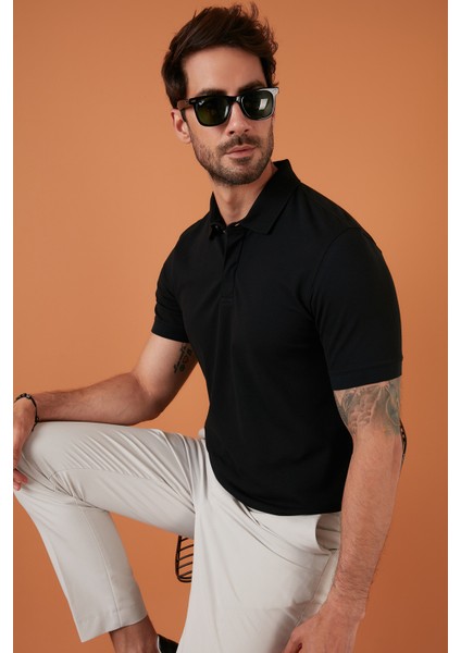 Pamuklu Regular Fit Düğme ve Fermuarlı Polo T Shirt Erkek Polo EX601