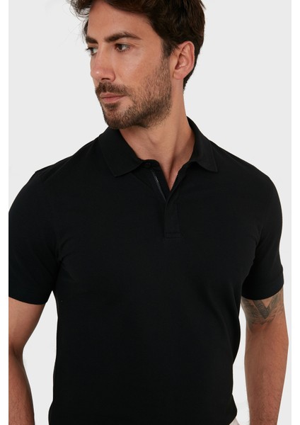 Pamuklu Regular Fit Düğme ve Fermuarlı Polo T Shirt Erkek Polo EX601 indirimleri