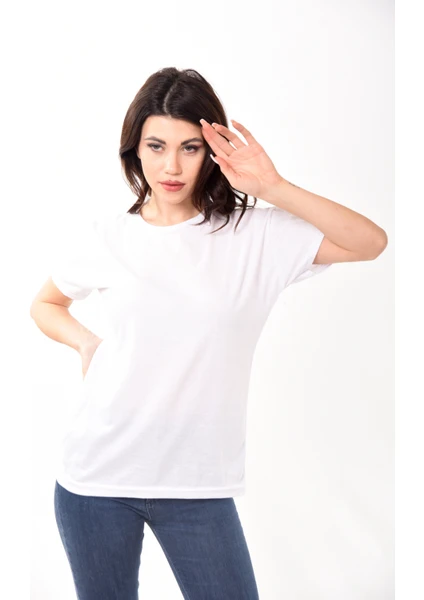 Belifanti Collection Kadın Basic Bisiklet Yaka Kısa Kollu T-Shirt Tişört Beyaz