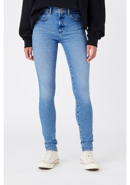 Skinny Fit Dar Kesim Yüksek Bel Esnek Jean Kot Pantolon