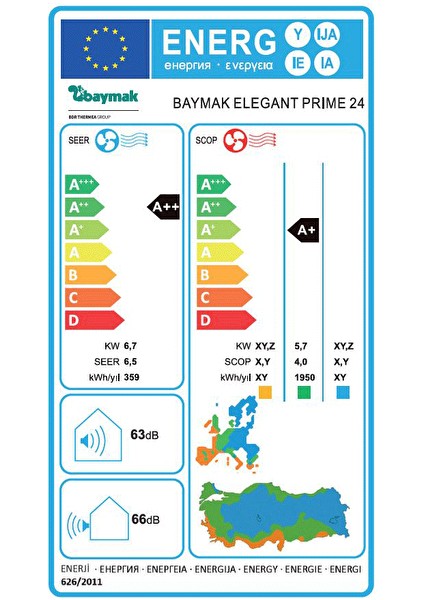 Elegant Prime 24 A++ 24000 BTU Inverter Duvar Tipi Klima