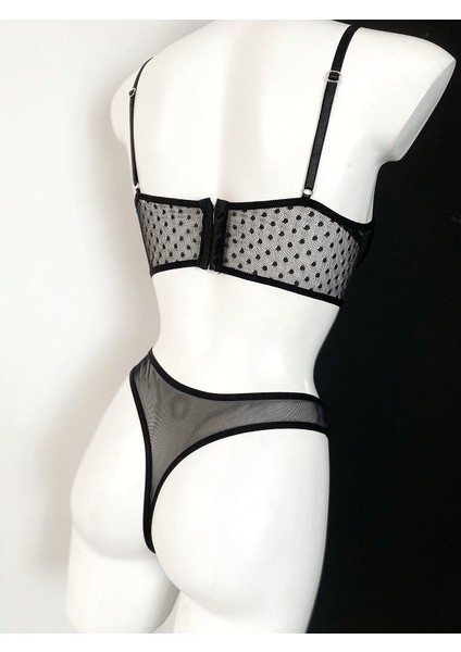 Lila Underwear Puantiyeli Büstiyer Takım