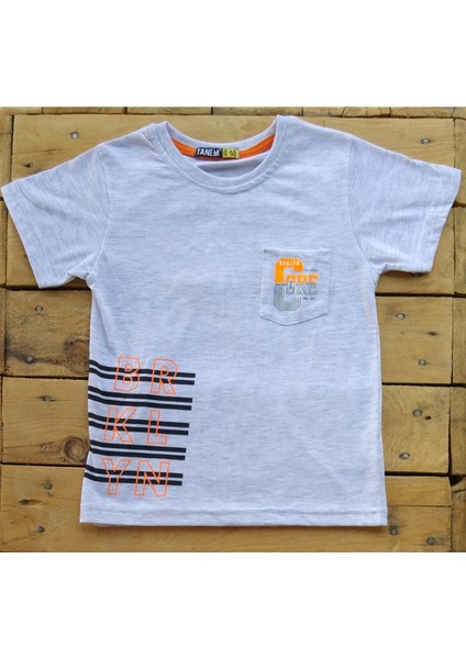 Tanem Kids Kısa Kollu Erkek Çocuk T-Shirt 5-7 Yaş Gri