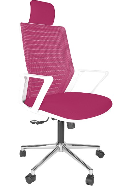 Fileli Şef Bilgisayar Ofis Çalışma Sandalyesi Koltuğu FK1300 Pembe