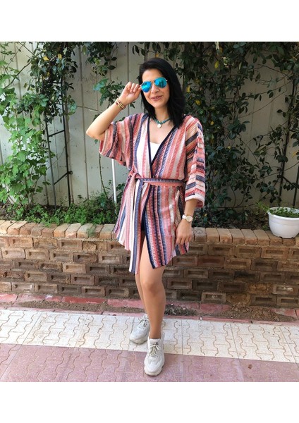 Renkli Missoni Desen Kimono