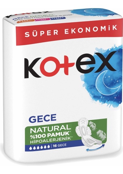 Natural Gece Ped Hipoalerjenik %100 Pamuk 16 Adet Sızıntı Önleyici Özellik fiyatları