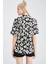 Oversize Fit Floral Keten Karışımlı Kısa Kollu Gömlek Y0803AZ22HS 8
