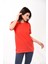 Kadın Basic Bisiklet Yaka Kısa Kollu T-Shirt Tişört Kırmızı 2