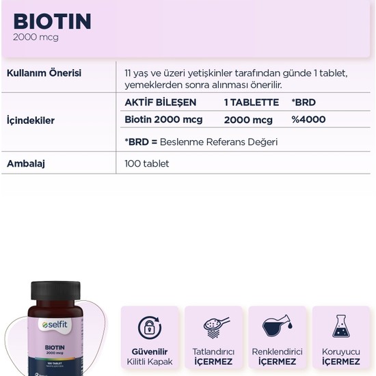 Selfit Biotin 2000 Mcg & Collagen&Hyaluronic Acid Fiyatı