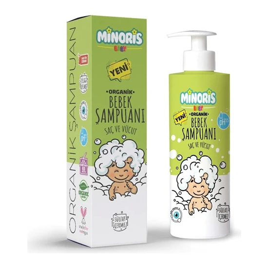 Minoris Baby Organik Bebek Saç ve Vücut Şampuan 400 ml sülfatsız