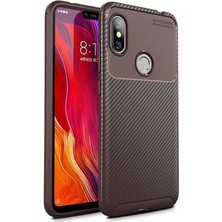 Ceppare Xiaomi Redmi Note 6 Pro Kılıf Negro Karbon Desing Focus Silikon Kahverengi