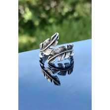 Trend Collection Kuş Tüyü Model Gümüş Kaplama Ayarlanabilir Kadın Yüzük