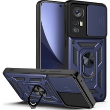 Fibaks Xiaomi Mi 12 Uyumlu Kılıf Kamera Korumalı Sürgülü Yüzüklü Armor Military Tank Zırhlı