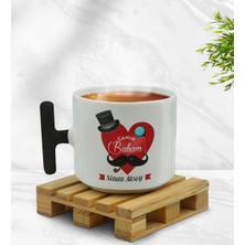 BK Kişiye Özel Canım Babam Tasarımlı Siyah T Kulplu Middle Kupa Bardak - Model 4