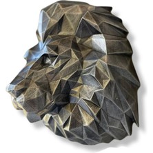 Be Art You Kübik Aslan Kafası Gümüş Eskitme Duvar Heykeli