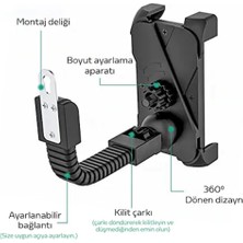 CoverZone Aynaya Montaj Motosiklet Telefon Tutucu Cvmt-01  3.5 Inch & 7 Inch Telefonlar Için Tutucu Standı