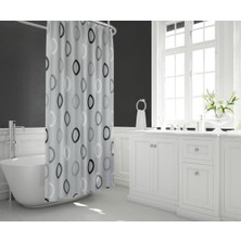 Zethome Tropik Banyo Duş Perdesi 5033 Gri Tek Kanat 1X120X200