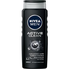 Nıvea Men Active Clean Erkek Duş Jeli 3x 500ML Adet + Banyo Lifi