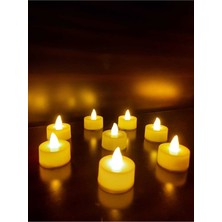 Hyd 8 LED Mum Tealight Sarı Işık Pilli 3.3 cm Çap 4 cm Yükseklik Sarı Renk Titreyen Işık