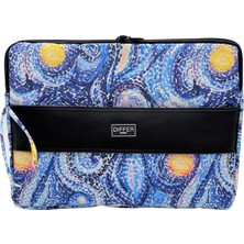 Differ Studio 15.6'' Inç Van Gogh Desen Mavi Unisex Su Geçirmez Laptop/macbook/notebook/tablet/evrak Kılıfı