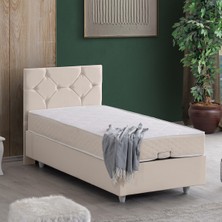 Cesur Glamis Tek Kişilik Baza Başlık Letto Yatak Seti Krem